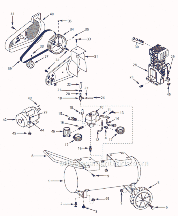 Page A Diagram and Parts List for VS400107 2003 Campbell Hausfeld Compressor